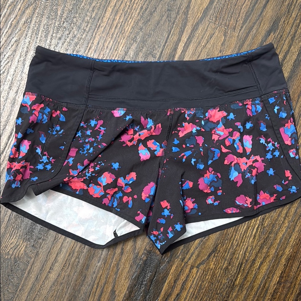 Lululemon Speed Up Black and Pink Athletic Shorts